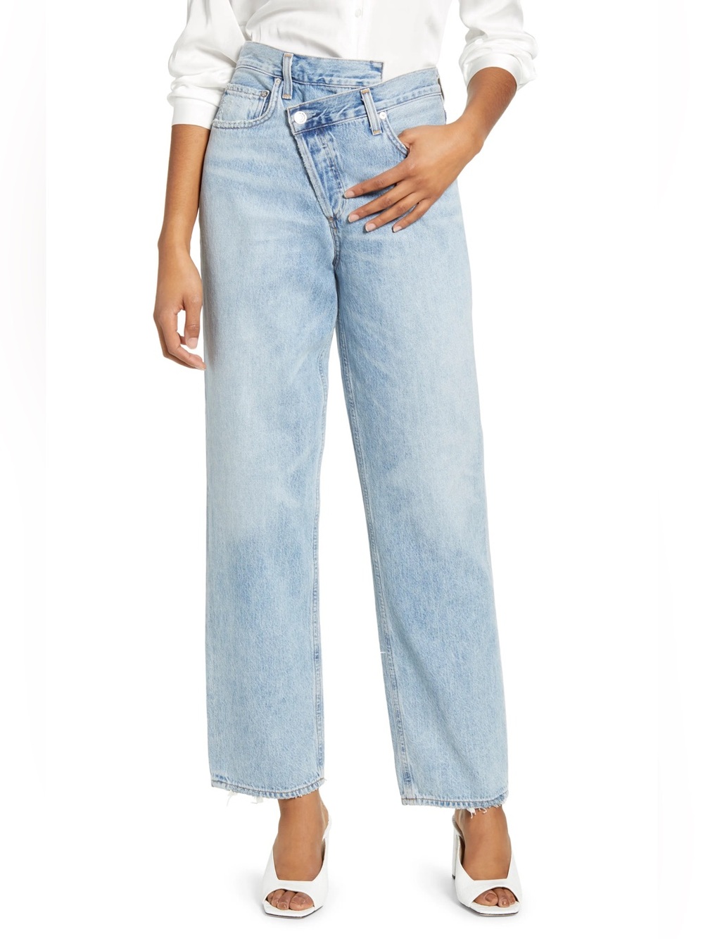 AGOLDE Criss Cross Upsized High Waist Jeans Suburbia Light Wash Size 26 Altered